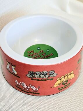 12 Days Of Christmas Dog Dish LG Holiday Bowl Pet Lover Non Skid Old Navy